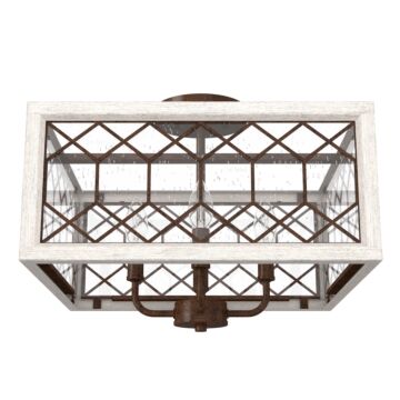 Chevron 4-Light Semi-Flush Mount in Textured Rust