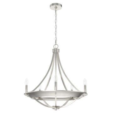 Hunter Perch Point 5-Light Chandelier in Brushed Nickel