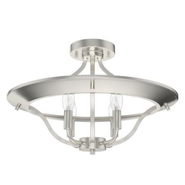 Hunter Perch Point 4-Light Semi-Flush Mount in Brushed Nickel
