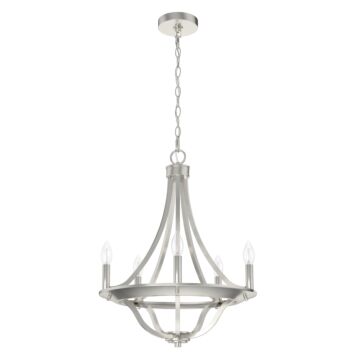 Hunter Perch Point 5-Light Chandelier in Brushed Nickel