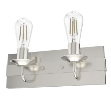 Hunter Perch Point 2-Light Bathroom Vanity Light in Brushed Nickel