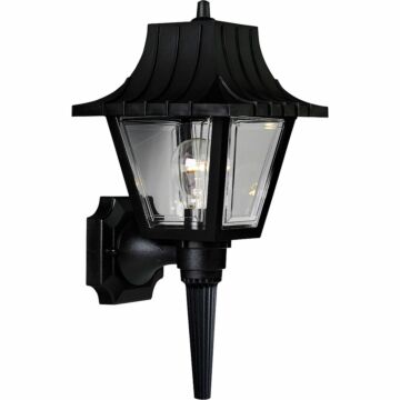 Mansard 1-Light Wall Lantern in Black