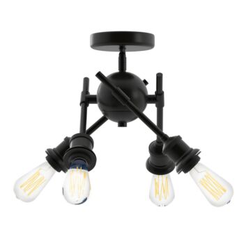 Axel BLK Four Light Semi Flush Mount in Matte Black by Golden