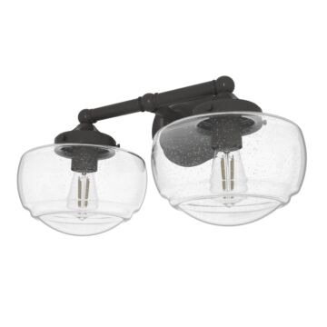 Hunter Saddle Creek Clear Seeded Glass 2-Light Bathroom Vanity Light in Noble Bronze