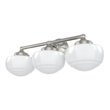 Hunter Saddle Creek Shiny Cased White Glass 3-Light Bathroom Vanity Light in Brushed Nickel
