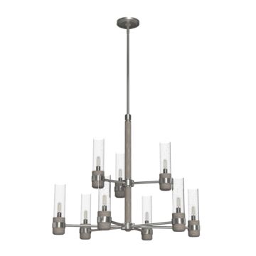 Hunter River Mill 9-Light 2-tier Chandelier in Brushed Nickel