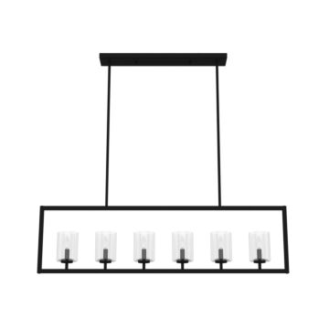 Kerrison 6-Light Linear Chandelier in Natural Black Iron