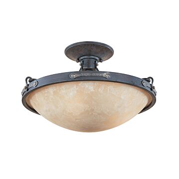 Austin 3-Light Semi-Flush Mount in Weathered Saddle