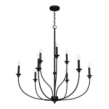 Hunter Southcrest 9-Light 2-Tier Chandelier in Flat Matte Black
