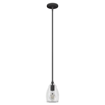 Hunter Dunshire Curved Vase Clear Seeded Glass 1-Light 5.25 Inch Mini Pendant in Noble Bronze