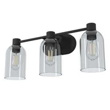 Hunter Lochmeade Smoked Glass 3-Light Bathroom Vanity Light in Natural Iron