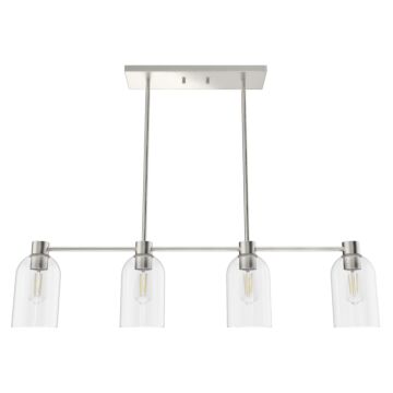Hunter Lochmeade Clear Seeded Glass 4-Light Linear Chandelier in Brushed Nickel