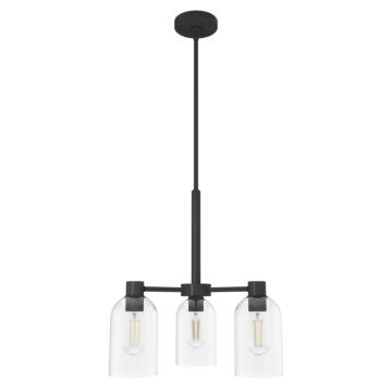 Hunter Lochmeade Clear Seeded Glass 3-Light Chandelier in Noble Bronze