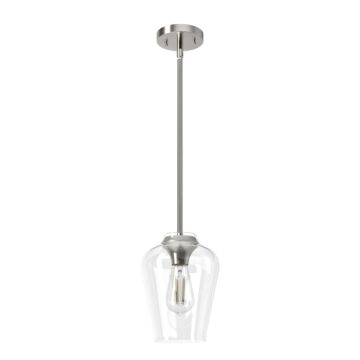 Hunter Vidria Clear Glass 1-Light 7.25 Inch Mini Pendant in Brushed Nickel