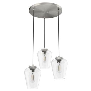 Hunter Vidria Clear Glass 3-Light Round Pendant Cluster in Brushed Nickel