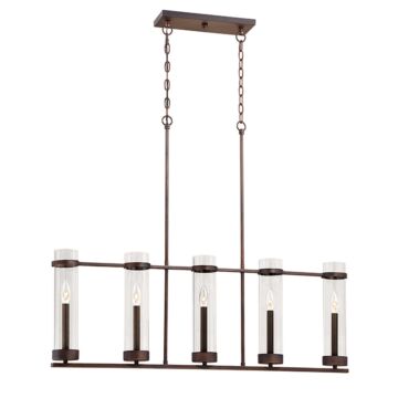 Milan Five Light Island Pendant in Rubbed Bronze by Millennium