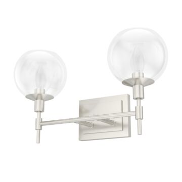Hunter Xidane 2-Light Bathroom Vanity Light in Brushed Nickel