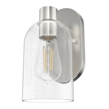 Hunter Lochmeade Clear Seeded Glass 1-Light Sconce in Brushed Nickel
