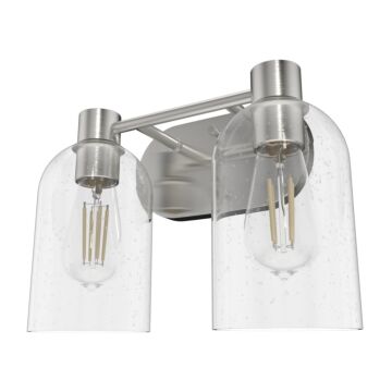 Hunter Lochmeade Clear Seeded Glass 2-Light Bathroom Vanity Light in Brushed Nickel