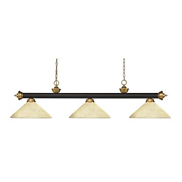 Z-Lite Riviera 3-Light Linear Pendant Light In Bronze With Satin Gold