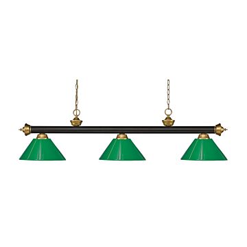 Z-Lite Riviera 3-Light Linear Pendant Light In Bronze With Satin Gold
