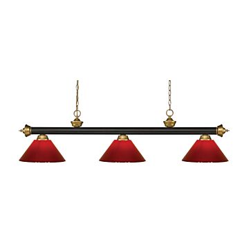 Z-Lite Riviera 3-Light Linear Pendant Light In Bronze With Satin Gold