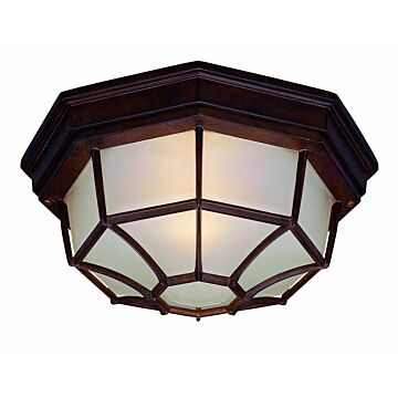 2-Light Burled Walnut Flushmount Ceiling Light