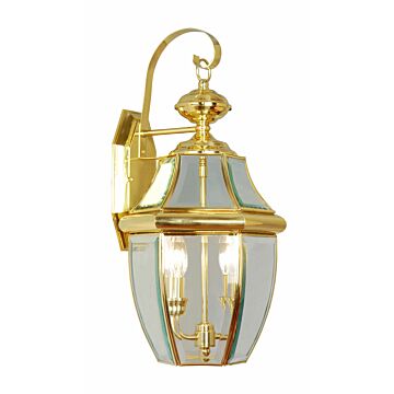 Monterey 2-Light Outdoor Wall Lantern in Polished Brass