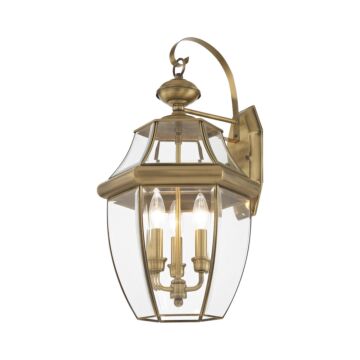 Monterey 3-Light Outdoor Wall Lantern in Antique Brass
