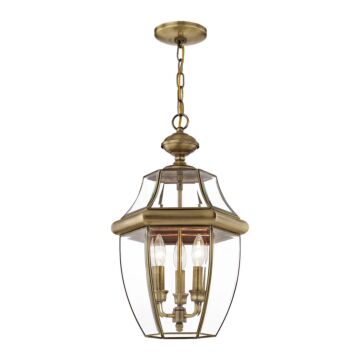 Monterey 3-Light Outdoor Pendant in Antique Brass