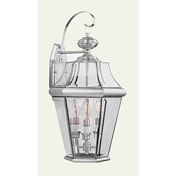 Georgetown 3-Light Outdoor Wall Lantern in Brushed Nickel