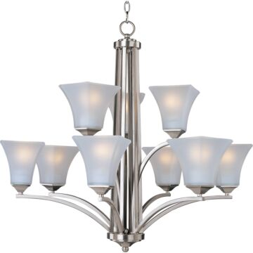 Aurora Nine Light Chandelier in Satin Nickel by Maxim