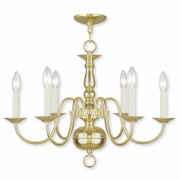 Williamsburgh 6-Light Chandelier in Polished Brass