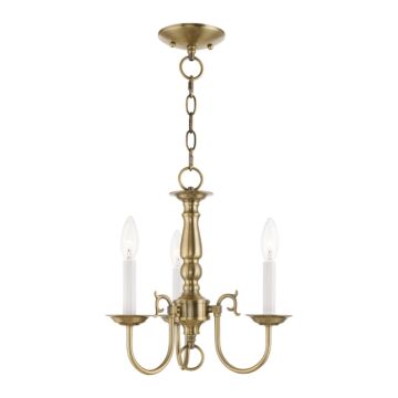 Williamsburgh 3-Light Mini Chandelier in Antique Brass