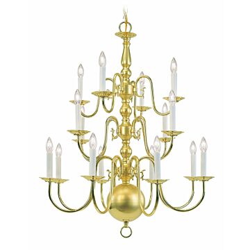 Williamsburgh 16-Light Chandelier in Polished Brass
