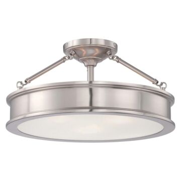 Harbour Point Three Light Semi Flush Mount in Brushed Nickel by MinkaLavery