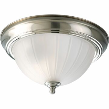 Melon Glass 1-Light Flush Mount in Brushed Nickel