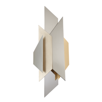 Modernist Two Light Wall Sconce in Pol Ss W Silver Gold Leaf by Corbett Lighting