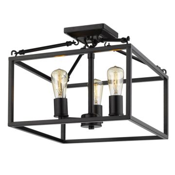 Wesson Three Light Semi Flush Mount in Matte Black by Golden