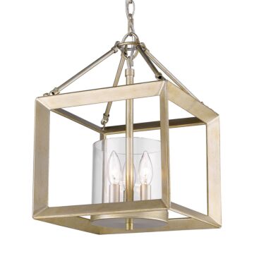 Smyth WG Three Light Mini Chandelier in White Gold by Golden