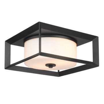 Smyth NB Two Light Outdoor Flush Mount in Natural Black by Golden