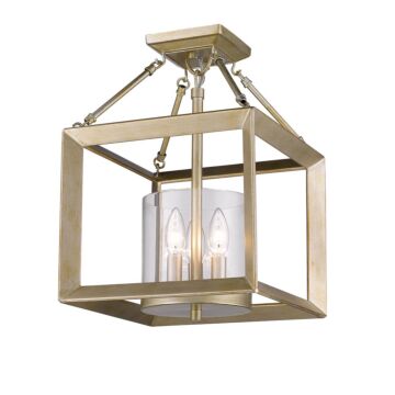 Smyth WG Three Light Semi Flush Mount in White Gold by Golden