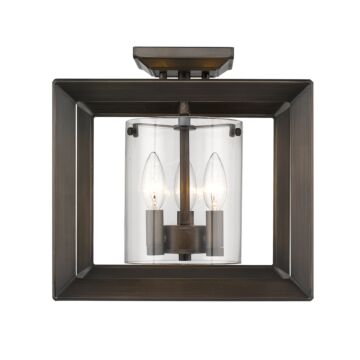 Smyth Three Light Semi Flush Mount in Gunmetal Bronze by Golden