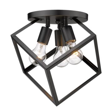 Cassio BLK Three Light Semi Flush Mount in Matte Black by Golden