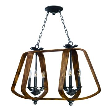 Road House Six Light Chandelier in Barn Wood   Iron Ore by Maxim