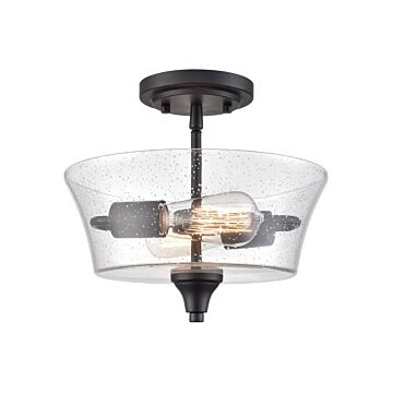 Caily Two Light Semi Flush Mount in Matte Black by Millennium