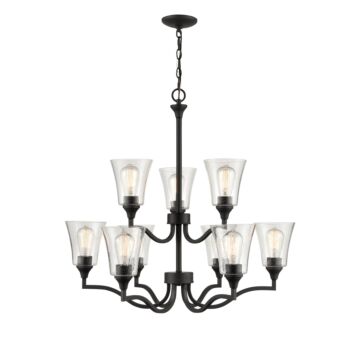 Caily Nine Light Chandelier in Matte Black by Millennium