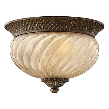 Hinkley Plantation 2-Light Flush Mount Outdoor Ceiling Light In Pearl Bronze