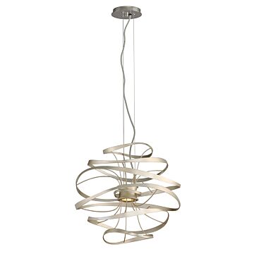 Calligraphy LED Chandelier in Silver Leaf Polished Stainless by Corbett Lighting