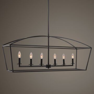 Clayton 6-Light Linear Chandelier in Deep Weathered Bronze